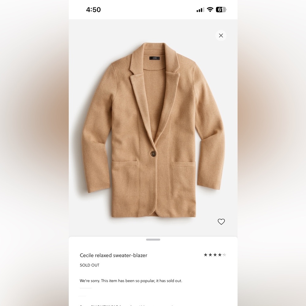 NWT J. Crew Cecile Relaxed Sweater Blazert